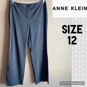 Anne Klein Womens Pants Gray Wide Leg High Rise Business Work Zip Fly Size 12